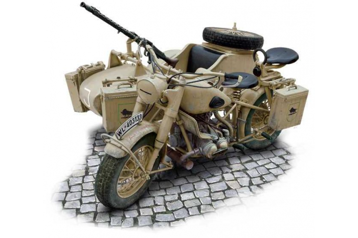 Model Kit military 7403 - German Military Motorcycle with Sidecar (1:9)
