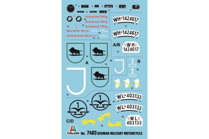 Model Kit military 7403 - German Military Motorcycle with Sidecar (1:9)