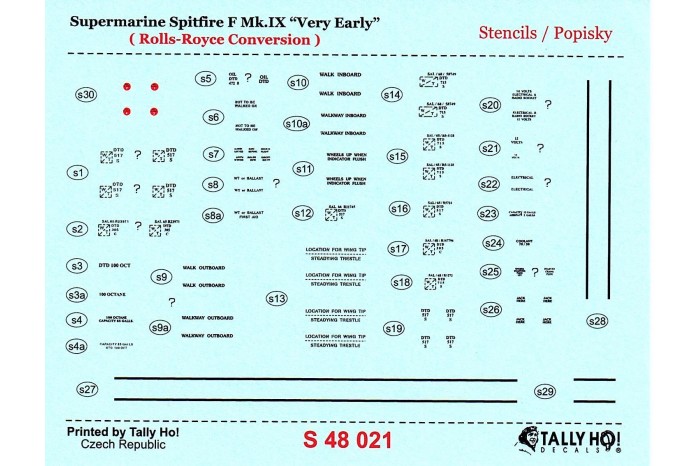Stencils - Spitfire F Mk.IX early (1:48) - S48021