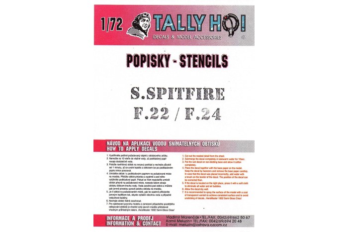 Stencils - Spitfire F 22/24 Griffon (1:72) - S72015
