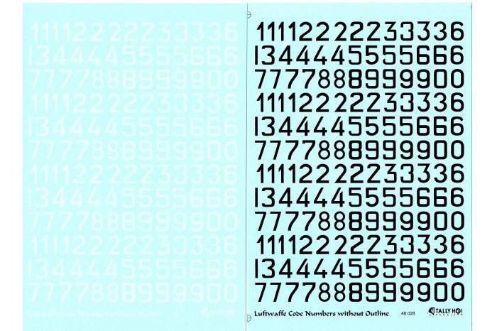 Obtlačky - Luftwaffe Code numbers (1:48) - 48028