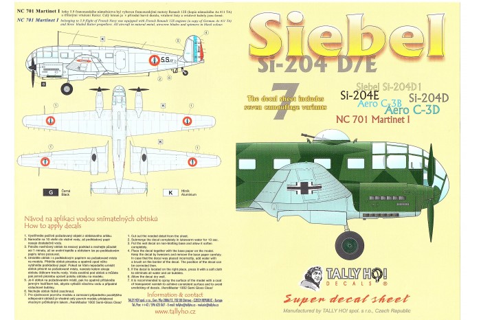 Obtlačky - Siebel Si-204 D (1:48) - 48025
