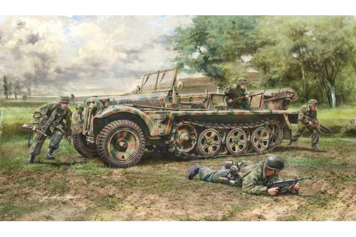 Model Kit military 6561 - Sd. Kfz. 10 Demag D7 with German Paratroops (1:35)