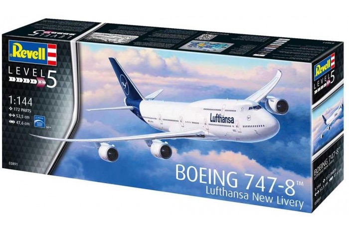Plastic ModelKit letadlo 03891 - Boeing 747-8 Lufthansa "New Livery" (1:144)