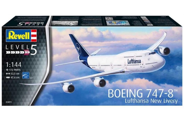 Plastic ModelKit letadlo 03891 - Boeing 747-8 Lufthansa "New Livery" (1:144)