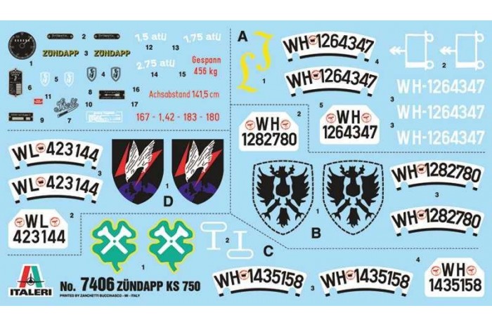 Model Kit military 7406 - Zundapp KS 750 with sidecar (1:9)