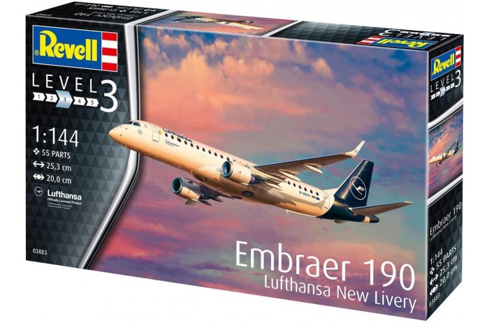 Plastic ModelKit letadlo 03883 - Embraer 190 Lufthansa New Livery (1:144)