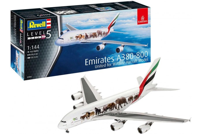 Plastic ModelKit letadlo 03882 - Airbus A380-800 Emirates "Wild Life" (1:144)