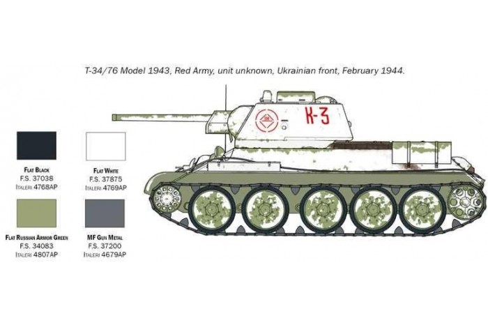 Model Kit tank 7078 - T-34/76 Model 1943 (1:72)