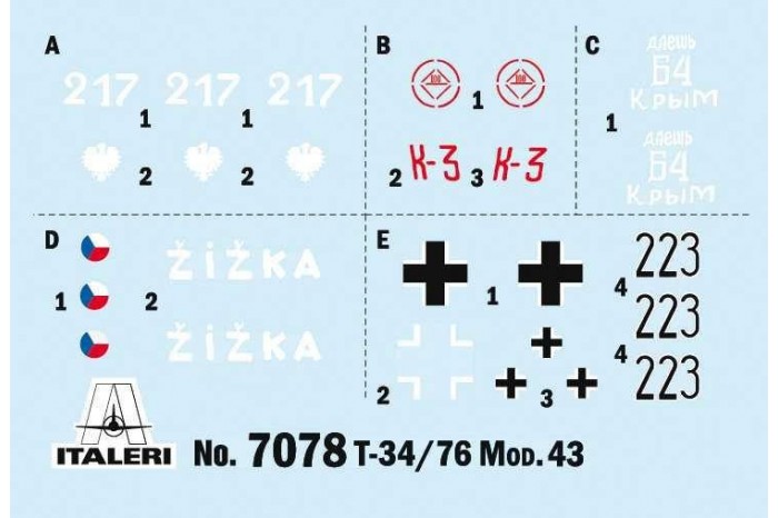 Model Kit tank 7078 - T-34/76 Model 1943 (1:72)