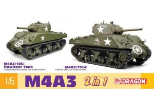 Model Kit tank 75055 - M4A3 105mm Howitzer Tank / M4A3(75)W (2 in 1) (1:6)