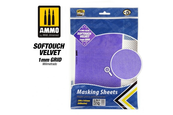 Maskovací arch jemný s rastrom 1mm (SOFTOUCH VELVET MASKING SHEET) - 8245