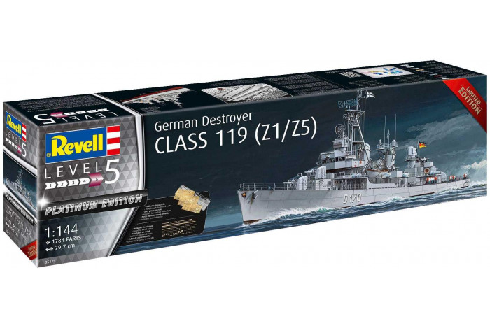 Plastic ModelKit loď 05179 - German Destroyer Class 119 (Z1/Z5) (1:144)