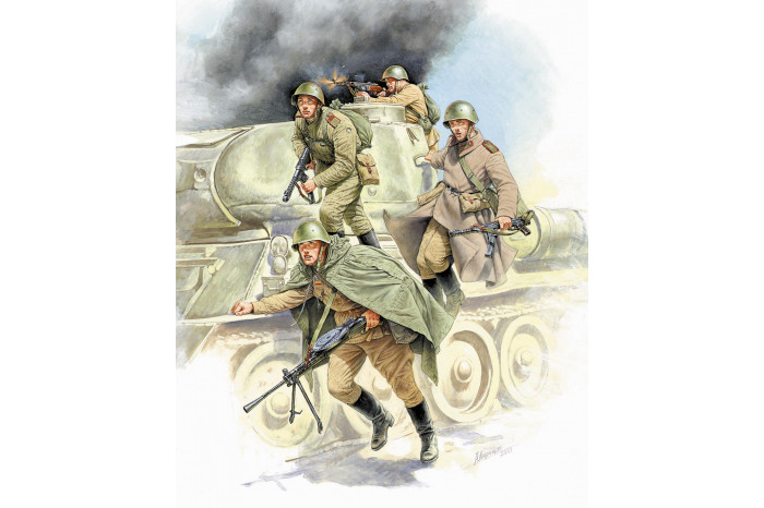Model Kit figurky 3544 - Soviet Tank Infantry WWII (1:35)