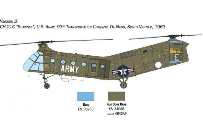 Model Kit vrtulník 2774 - H-21C Flying Banana GunShip (1:48)