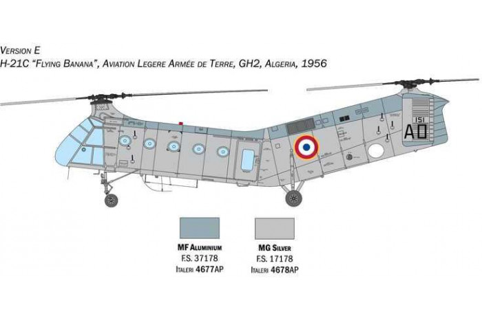 Model Kit vrtulník 2774 - H-21C Flying Banana GunShip (1:48)