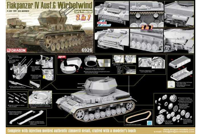 Model Kit tank 6926 - Flakpanzer IV Ausf.G "Wirbelwind" Early Production (2 in 1) (1:35)