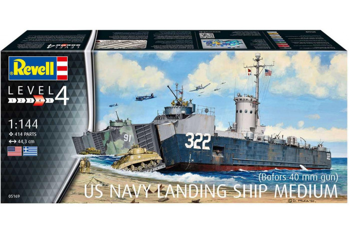 Plastic ModelKit loď 05169 - US Navy Landing Ship Medium (Bofors 40 mm gun) (1:144)