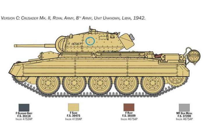 Model Kit military 6579 - Crusader Mk. II with 8th Army Infantry (1:35)