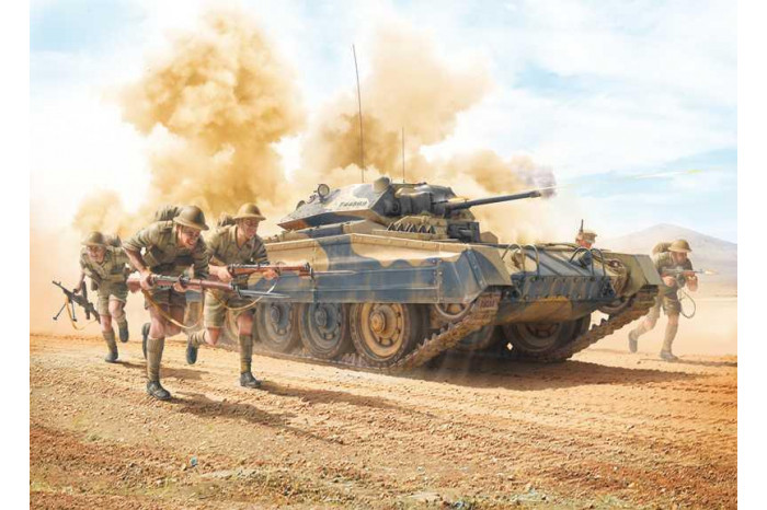 Model Kit military 6579 - Crusader Mk. II with 8th Army Infantry (1:35)