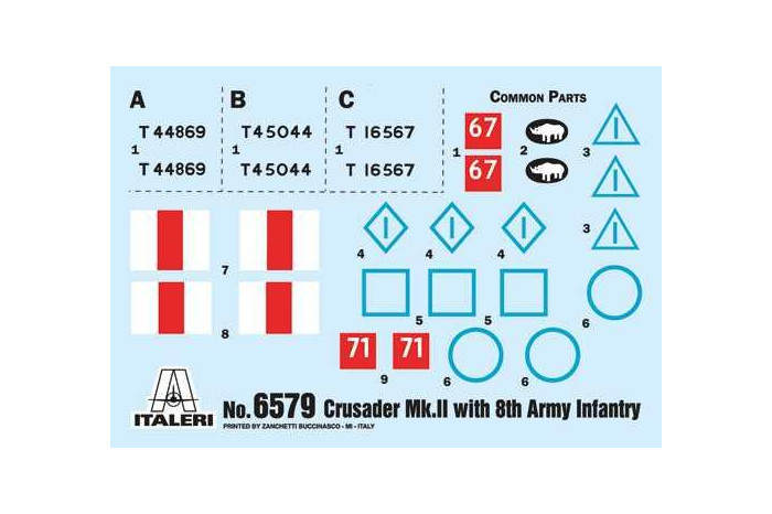 Model Kit military 6579 - Crusader Mk. II with 8th Army Infantry (1:35)