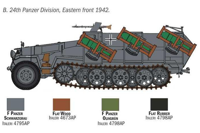 Model Kit tank 7080 - Sd. Kfz. 251/1 Wurfrahmen Stuka zu Fuss (1:72)