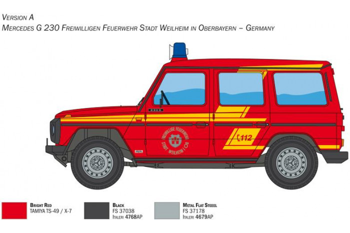 Model Kit auto 3663 - Mercedes G230 Feuewehr (1:24)