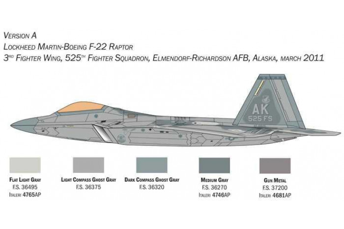 Model Kit letadlo 2822 - Lockheed Martin F-22A Raptor (1:48)