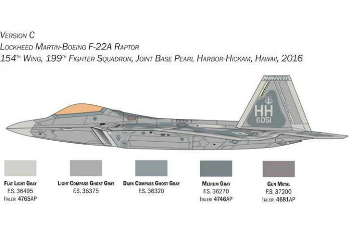 Model Kit letadlo 2822 - Lockheed Martin F-22A Raptor (1:48)