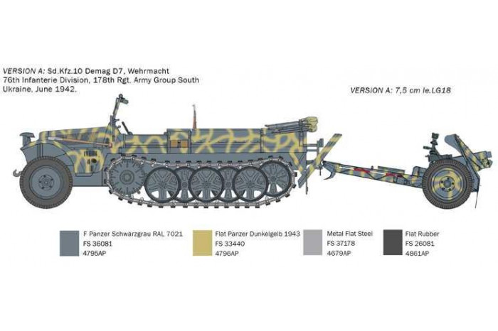 Model Kit military 6595 - Sd. Kfz. 10 Demag with Le. IG18 and Crew (1:35)