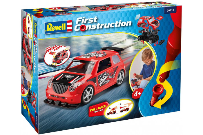 First Construction auto 00910 - Pull Back Rallye Car (červené) (1:20)