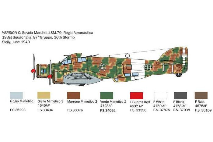 Model Kit letadlo 1412 - SM-79 Sparviero Bomber edition (1:72)