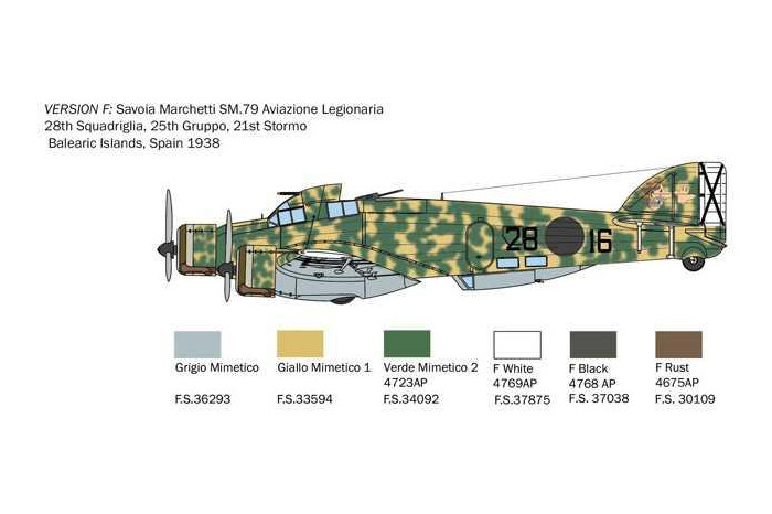 Model Kit letadlo 1412 - SM-79 Sparviero Bomber edition (1:72)
