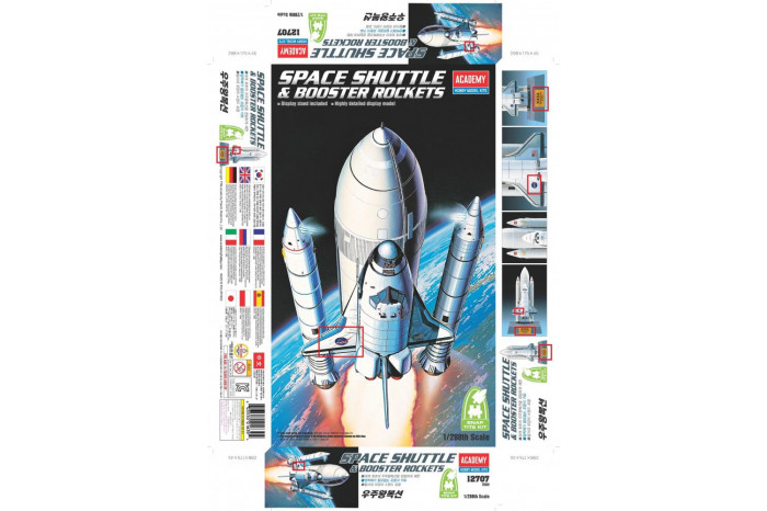 Model Kit vesmír 12707 - 1/288 SPACE SHUTTLE W/BOOSTER ROCKET MCP (1:288)