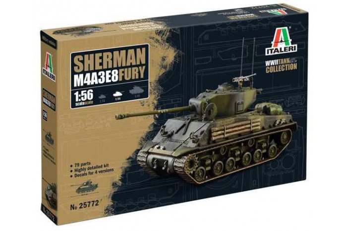 Model Kit tank 25772 - M4A3E8 Sherman "Fury" (1:56)