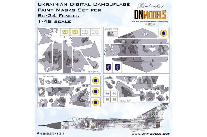 Su-24 Fencer Ukrainian Digital Camo & Insignia Paint Masks Set (1:48) - 48/827-131
