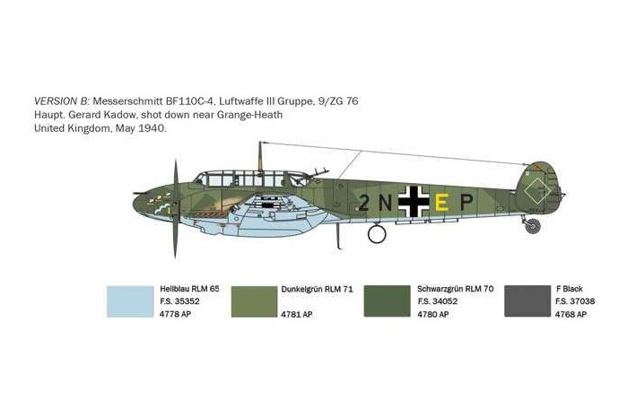 Model Kit letadlo 0049 - Bf-110 C3/C4 Zerstörer (1:72)