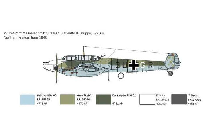 Model Kit letadlo 0049 - Bf-110 C3/C4 Zerstörer (1:72)