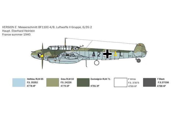 Model Kit letadlo 0049 - Bf-110 C3/C4 Zerstörer (1:72)
