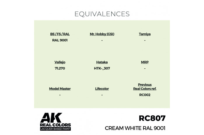 Cream White RAL 9001 - RC807