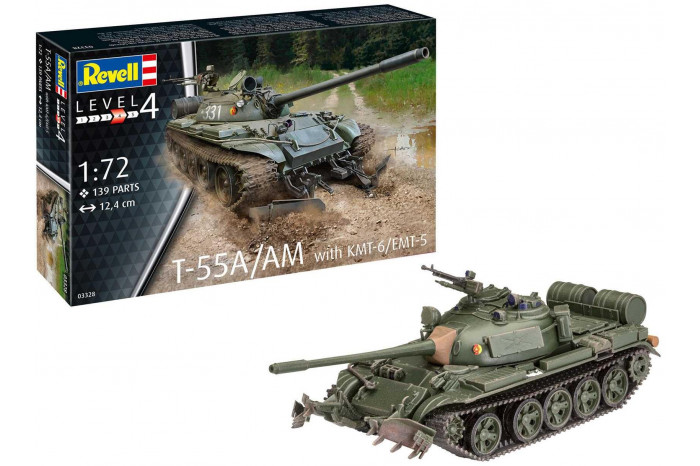 ModelSet military 63328 - T-55A/AM with KMT-6/EMT-5 Mine Plough (1:72)