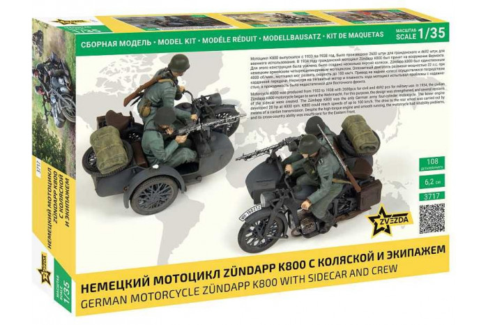 Model Kit military 3717 - Zuendapp K800 Motorcycle w/sidecar (1:35)