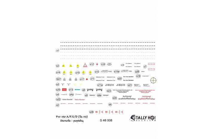 Stencils - Fw-190 A/D/F/G Ta 152 (1:48) - S48008