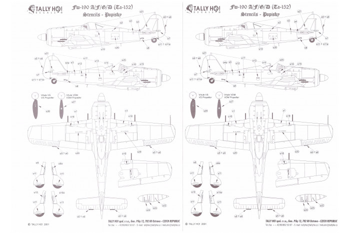 Stencils - Fw-190 A/D/F/G Ta 152 (1:48) - S48008