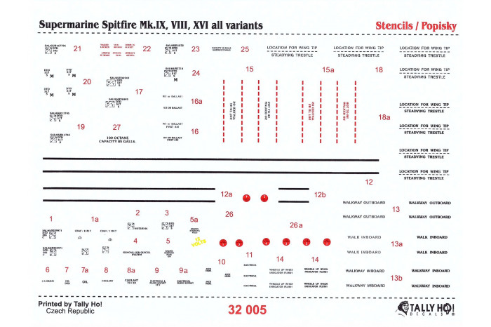 Stencils - Supermarine Spitfire Mk. IX, VIII, XVI (1:32) - S32005