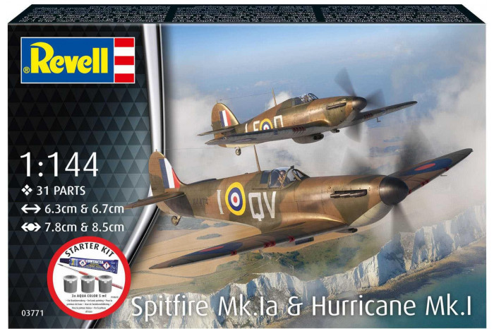 Starter Kit letadlo 73771 - Spitfire Mk.Ia & Hurricane Mk.I (1:144)