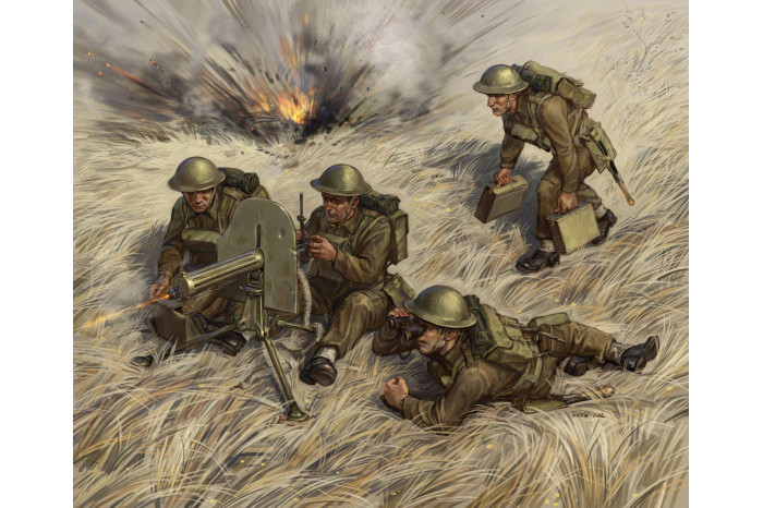Wargames (WWII) figurky 6167 - British Machine Gun with crew 1939-42 (1:72)