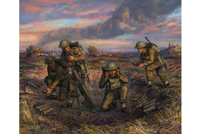 Wargames (WWII) figurky 6168 - British Mortar with crew 1939-42 (1:72)