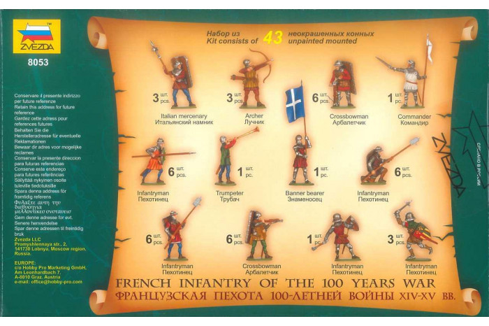 Wargames (AoB) figurky 8053 - French Infantry of the 100 Years War (1:72)