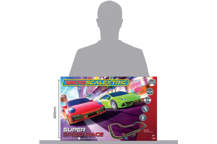 Autodráha MICRO SCALEXTRIC G1178M - Super Speed Race Set - Lamborghini vs Porsche (Battery Powered) (1:64)